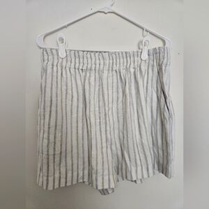 Gentle Fawn White and Blue Striped Linen Shorts with pockets boxer style | XL